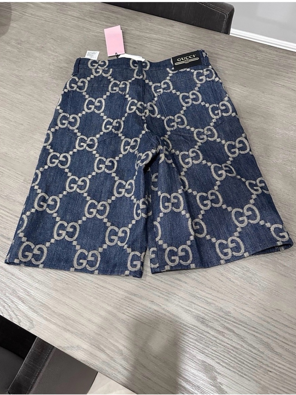 Gucci Men's Dark Blue GG Monogram Denim Shorts